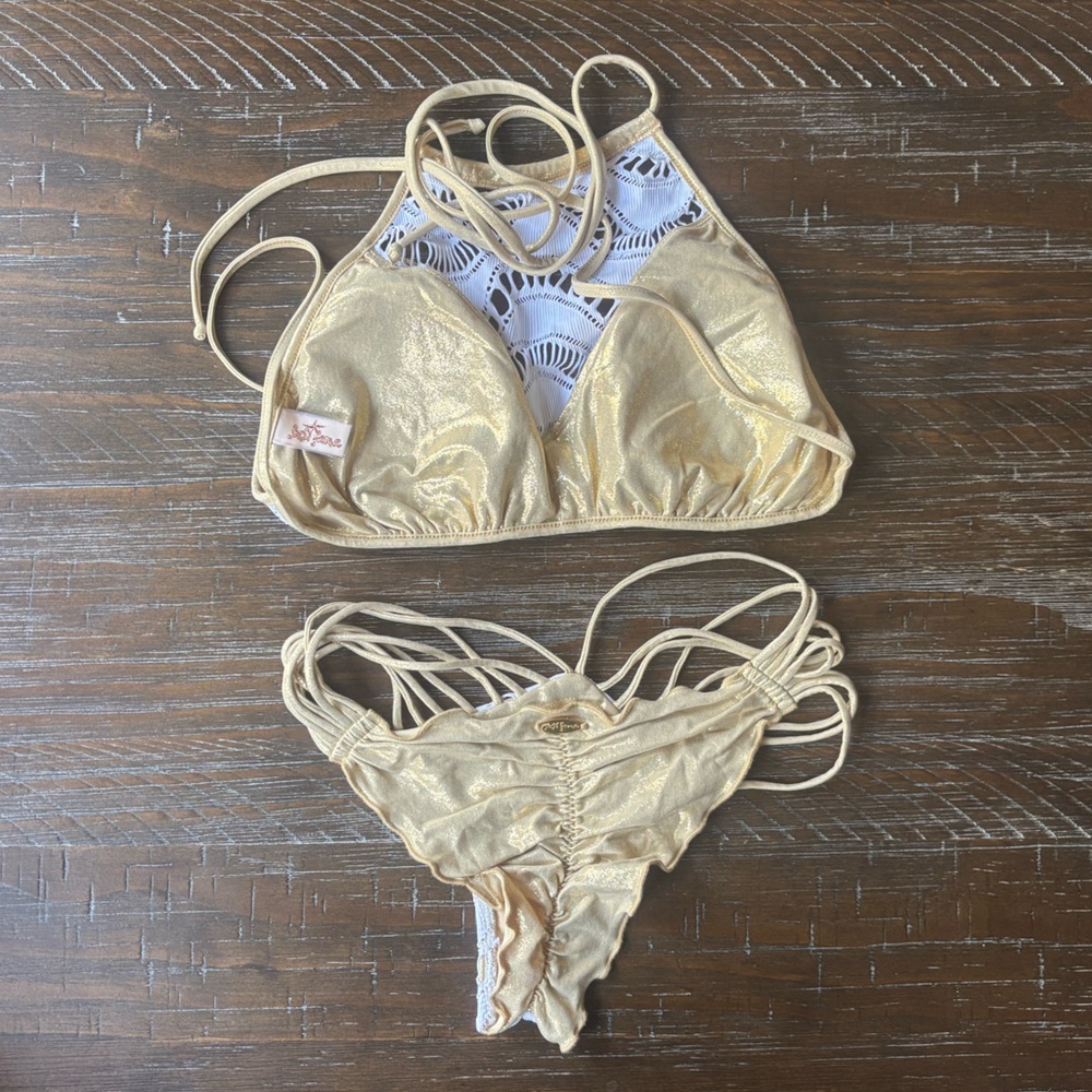 Luli Fama‎ | Crochet Illusion Halter Top Bikini - Picture 2 of 3
